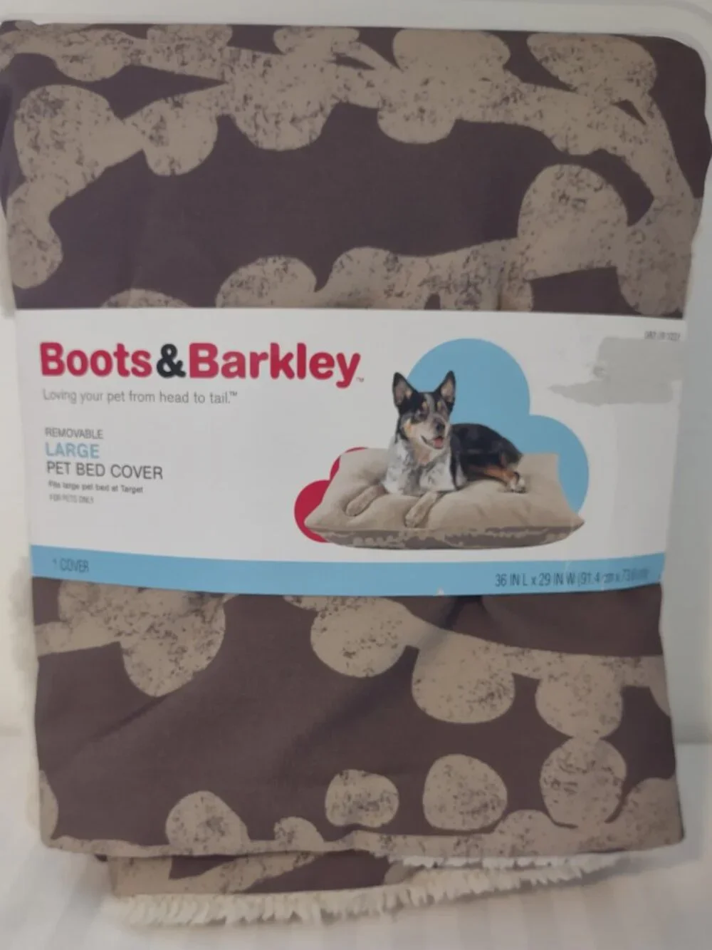 Dog Bed Cover Large Brown & Beige by Boots & Barkley